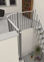 Balustrada z pionowymi belkami i drewnianą poręczą okrążoną - obrazek 4